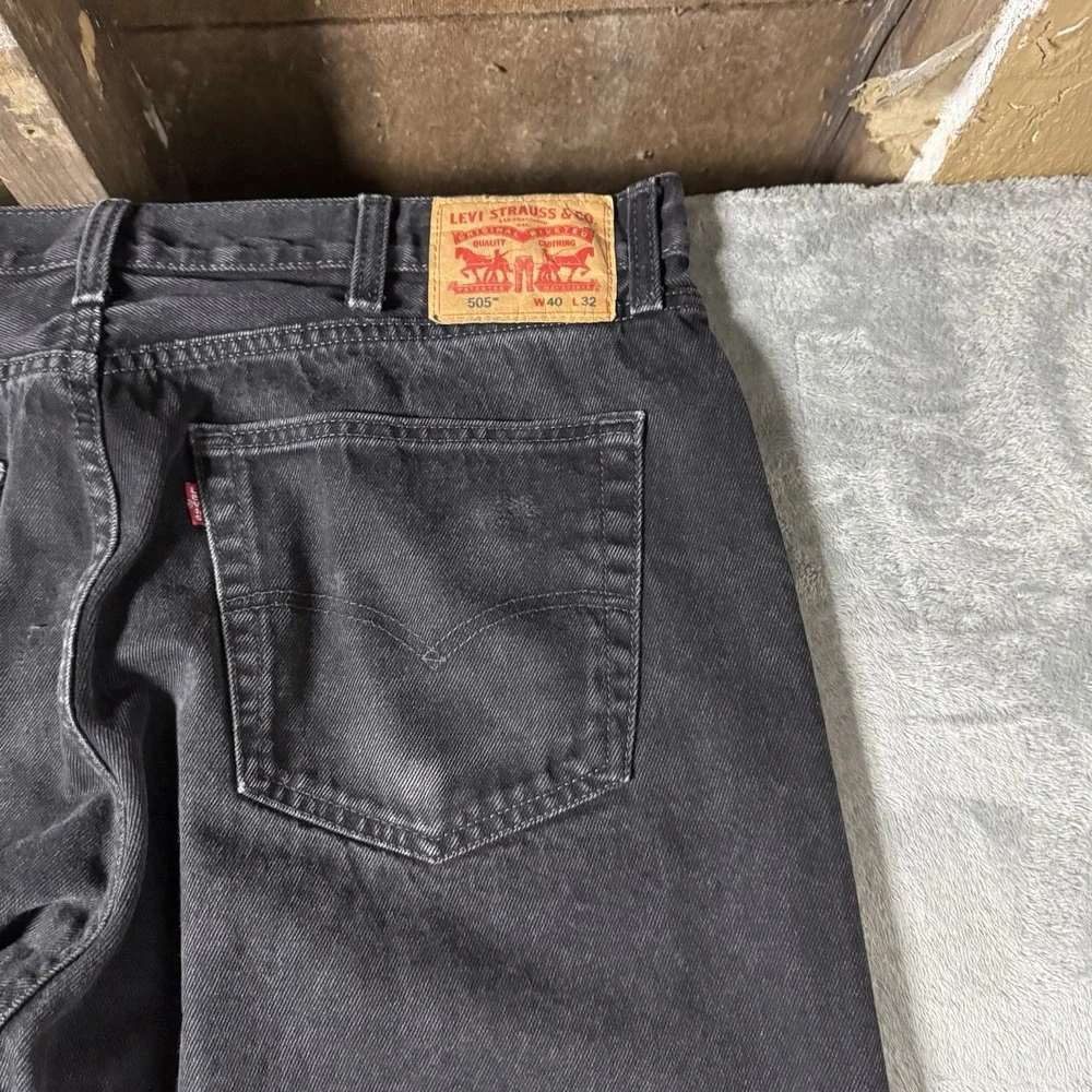 Levis 505‎ Jeans Mens 40x32 (38x29.5) Black Stretch Straight Leg Denim Classic